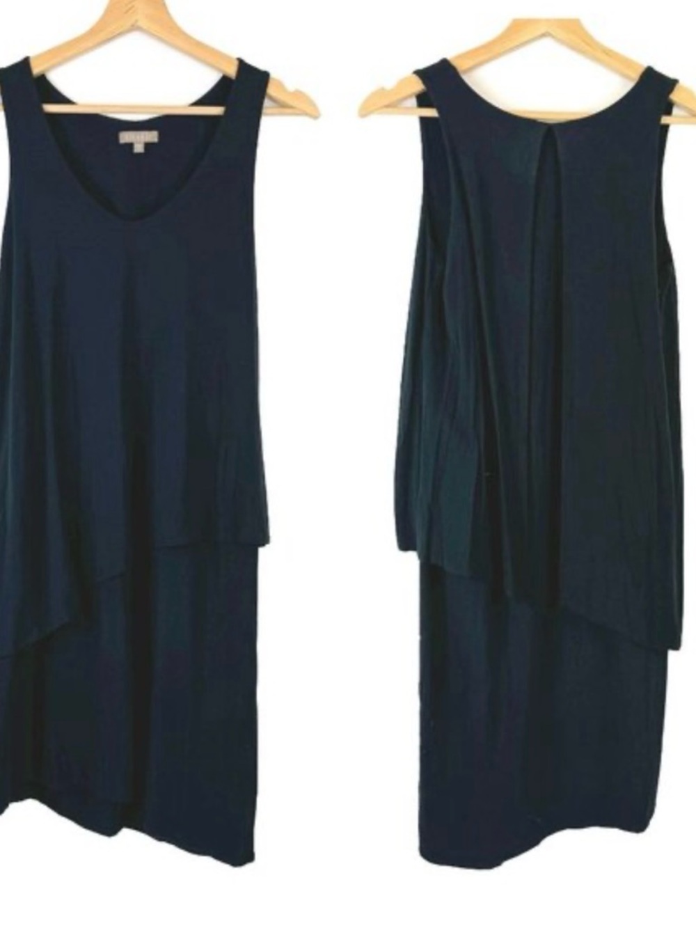 Lilla P Navy Layered Asymmetric Tank Mini Dress